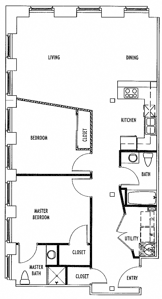 Floor plan for 2 beds, 2 baths, 1218 sqft